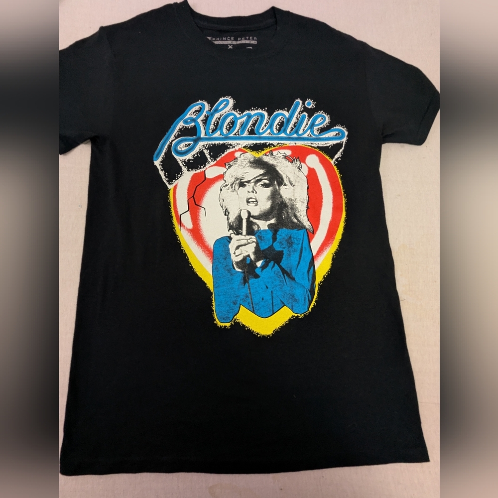 Blondie Prince Peter Deborah Harry Black Tee Bolds Colors Red Yellow Blue